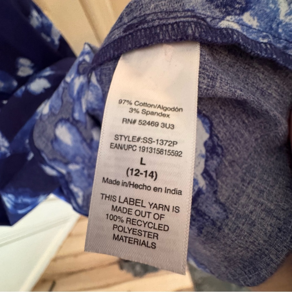 Scoop Blue Floral Button-Down Midi Dress – Size Large (12–14) - Picture 3 of 3